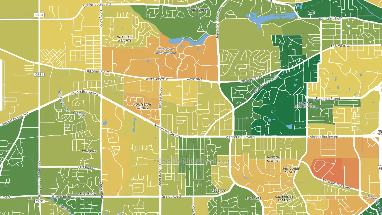 Westhill, Mobile, AL block-group voter-turnout map