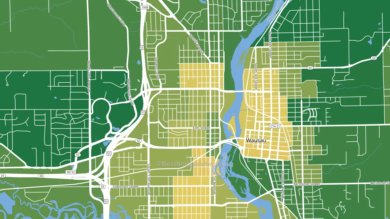 Westies, Wausau, WI block-group voter-turnout map