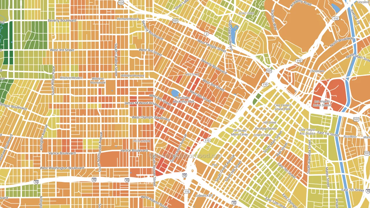Westlake, Los Angeles, CA block-group voter-turnout map