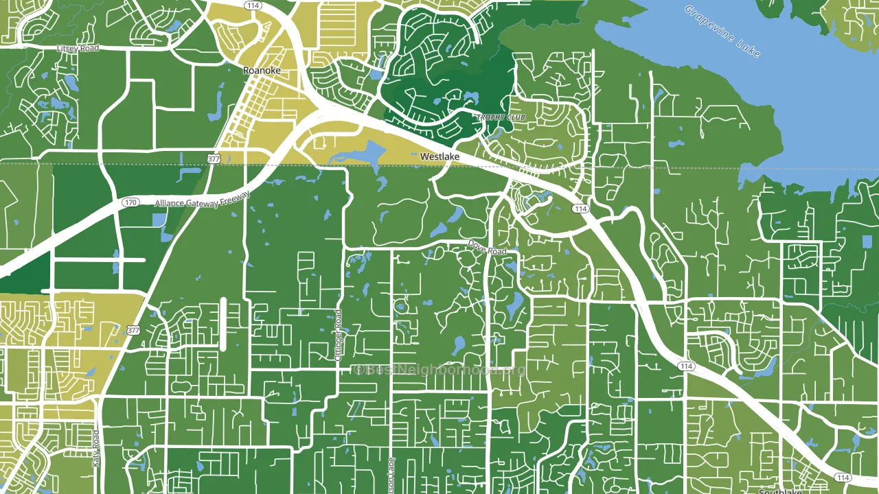 Westlake, TX block-group voter-turnout map