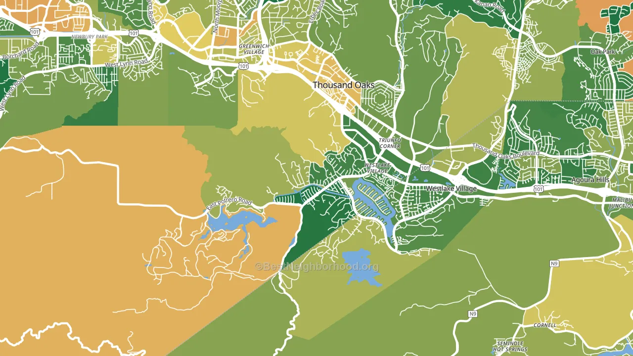 Westlake Village Area-Los Angeles, Westlake Village, CA block-group voter-turnout map