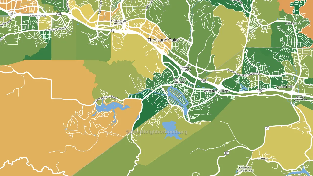 Westlake Village, CA block-group voter-turnout map