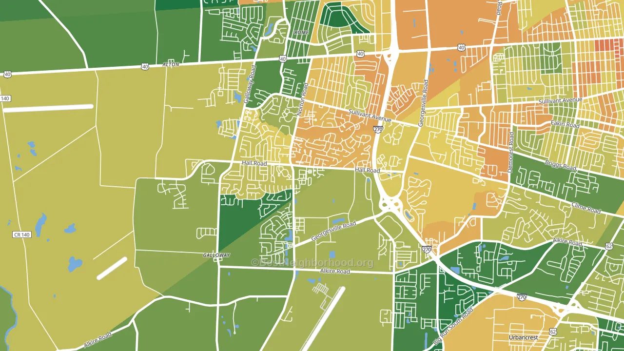 Westland, Galloway, OH block-group voter-turnout map