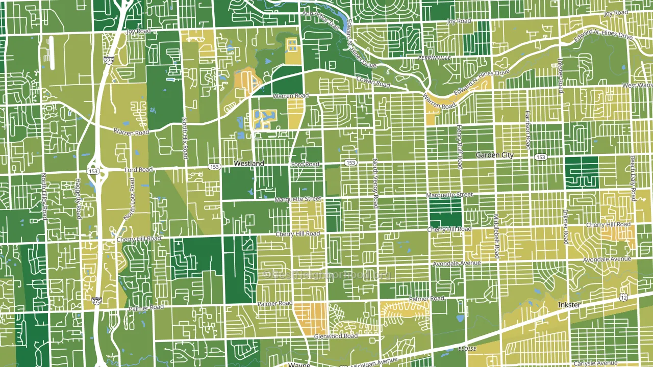 Westland, MI block-group voter-turnout map