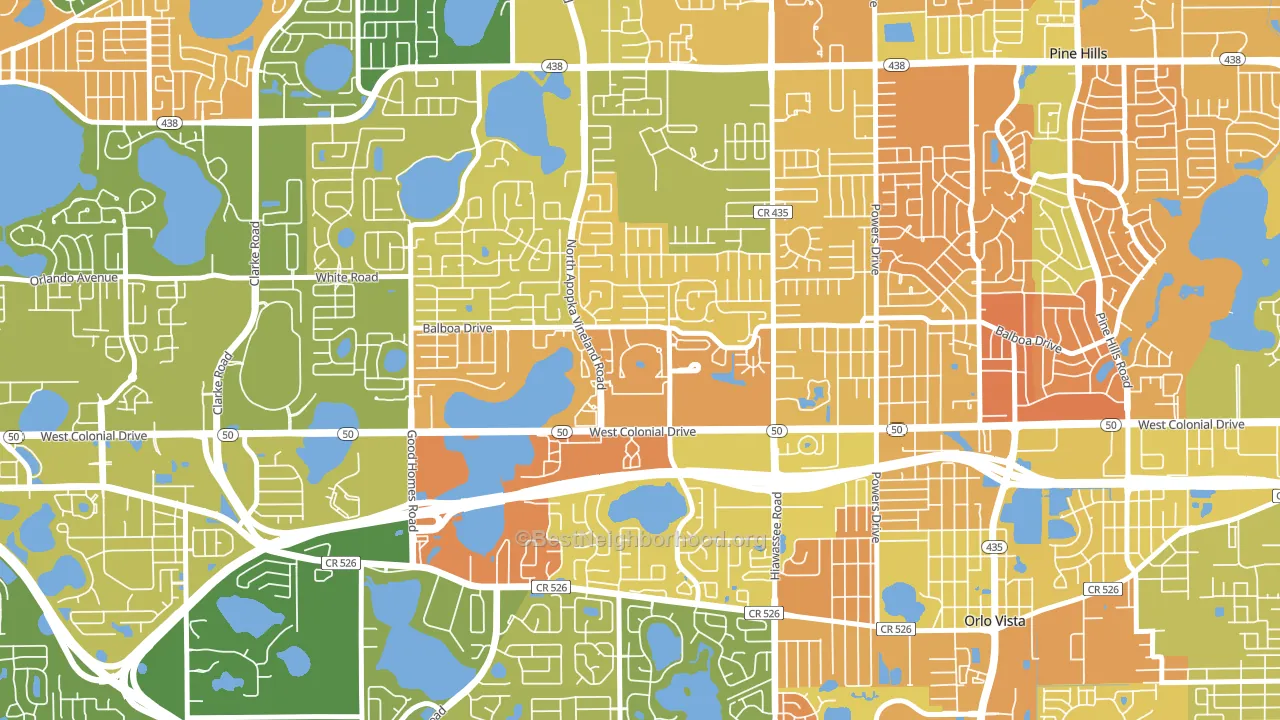 Westland Terrace, Pine Hills, FL block-group voter-turnout map