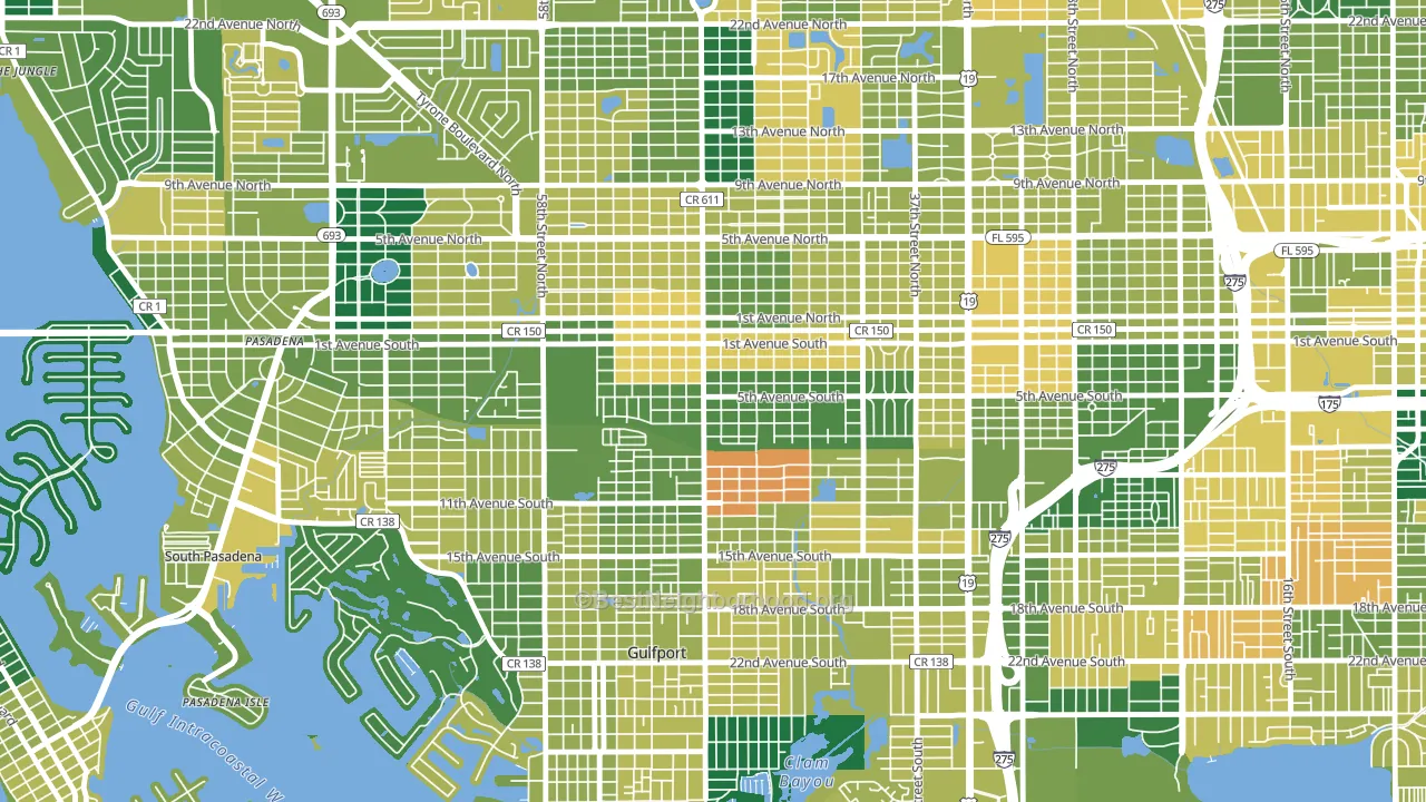 Westminster Heights, St. Petersburg, FL block-group voter-turnout map