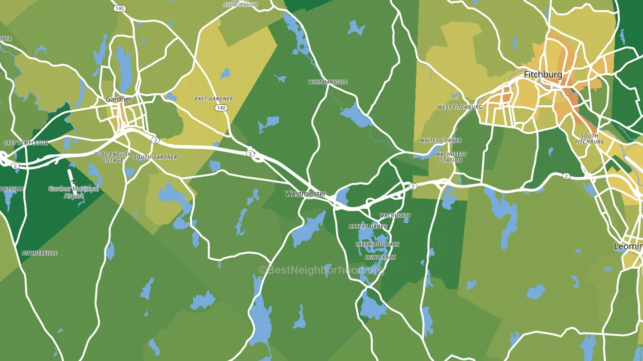 Westminster, MA block-group voter-turnout map