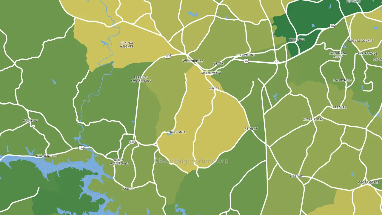 Westminster, SC block-group voter-turnout map