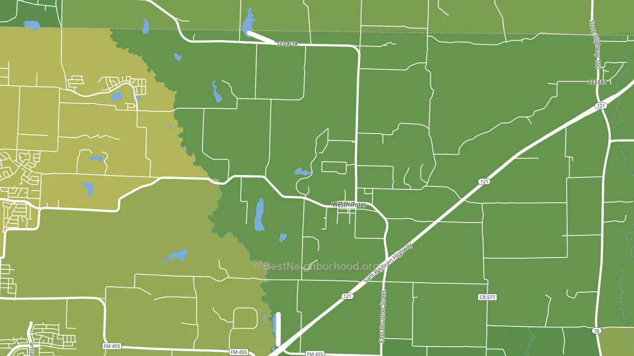 Westminster, TX block-group voter-turnout map
