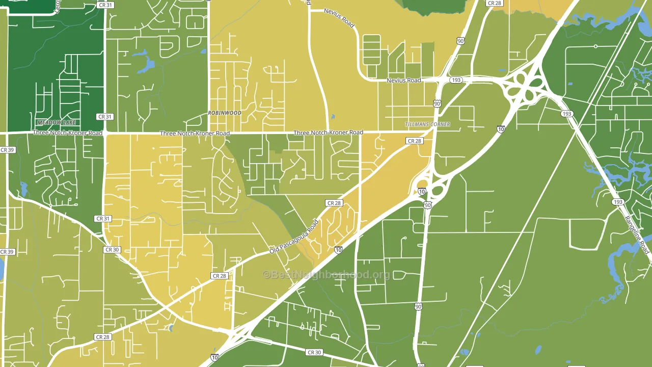 Westmont, Tillmans Corner, AL block-group voter-turnout map
