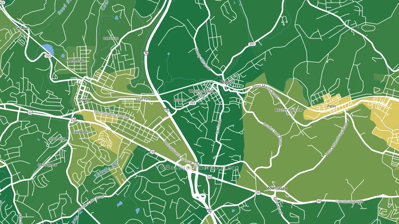 Westmoreland City, PA block-group voter-turnout map