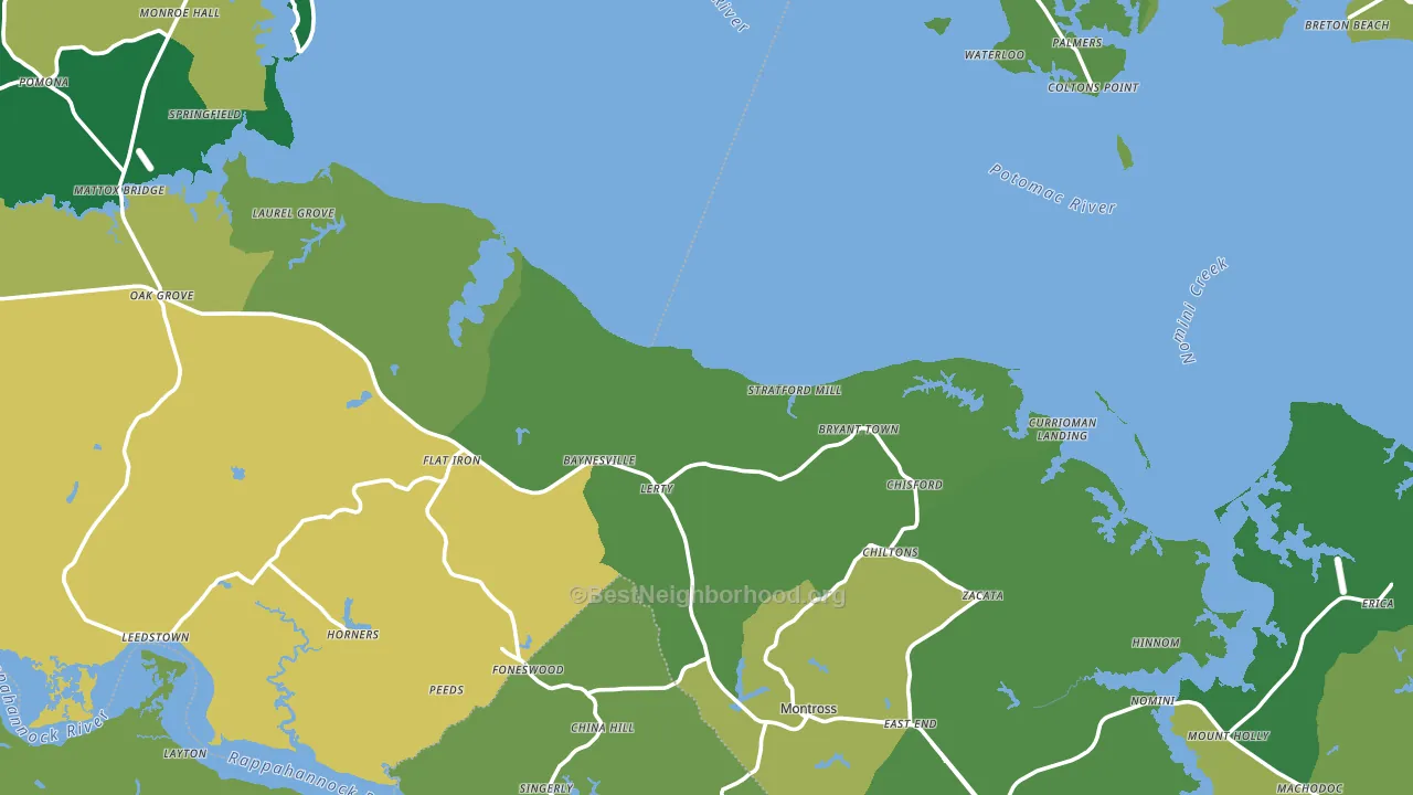 Westmoreland County, VA block-group voter-turnout map
