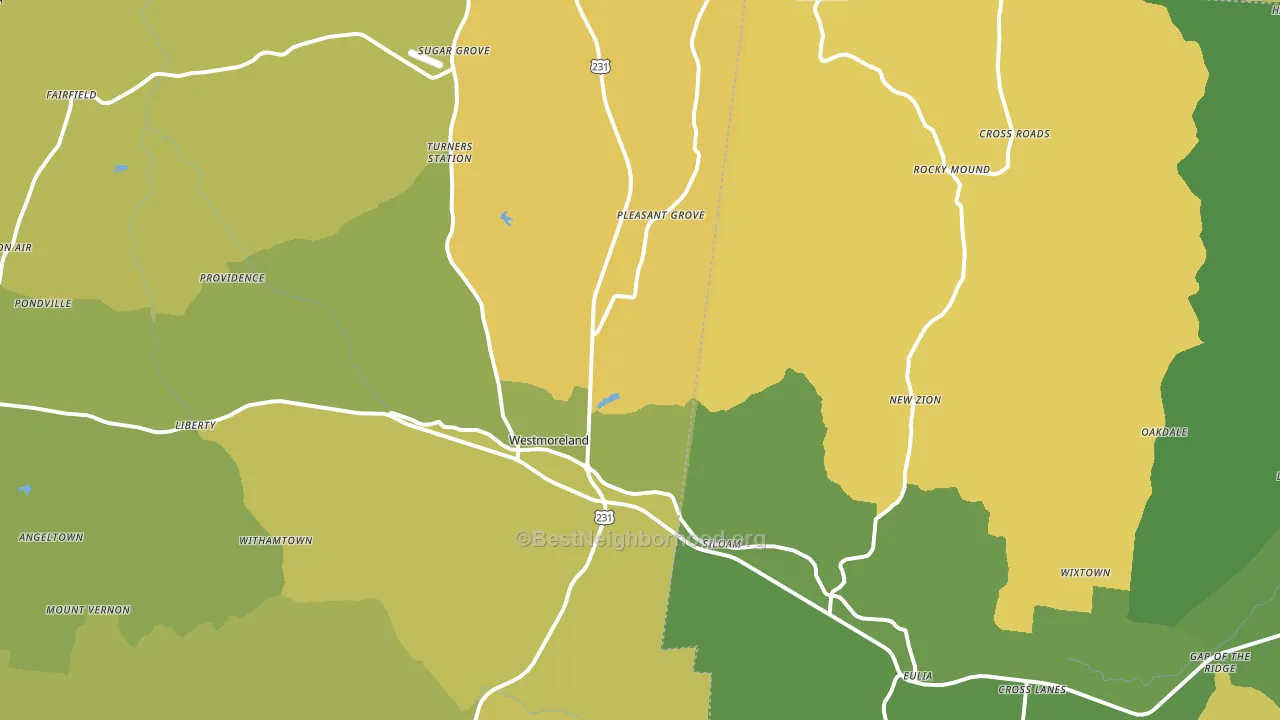 Westmoreland, TN block-group voter-turnout map