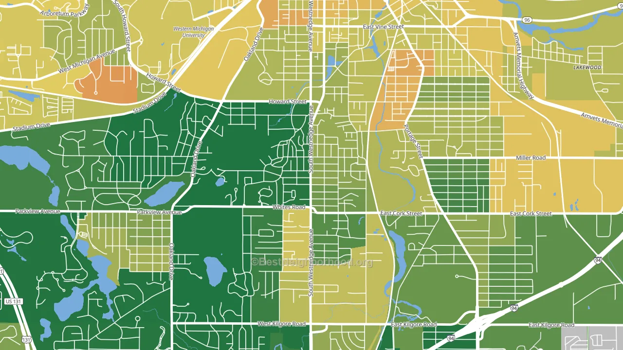 Westnedge Hill, Kalamazoo, MI block-group voter-turnout map