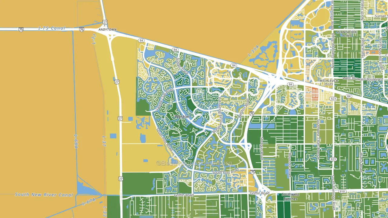 Weston, FL block-group voter-turnout map