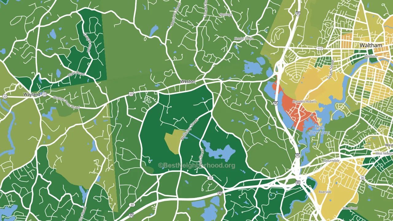 Weston, MA block-group voter-turnout map
