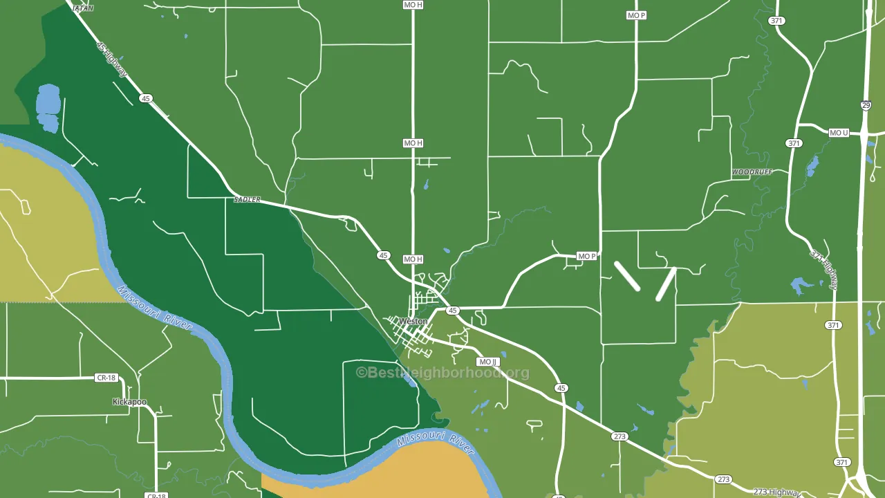 Weston, MO block-group voter-turnout map