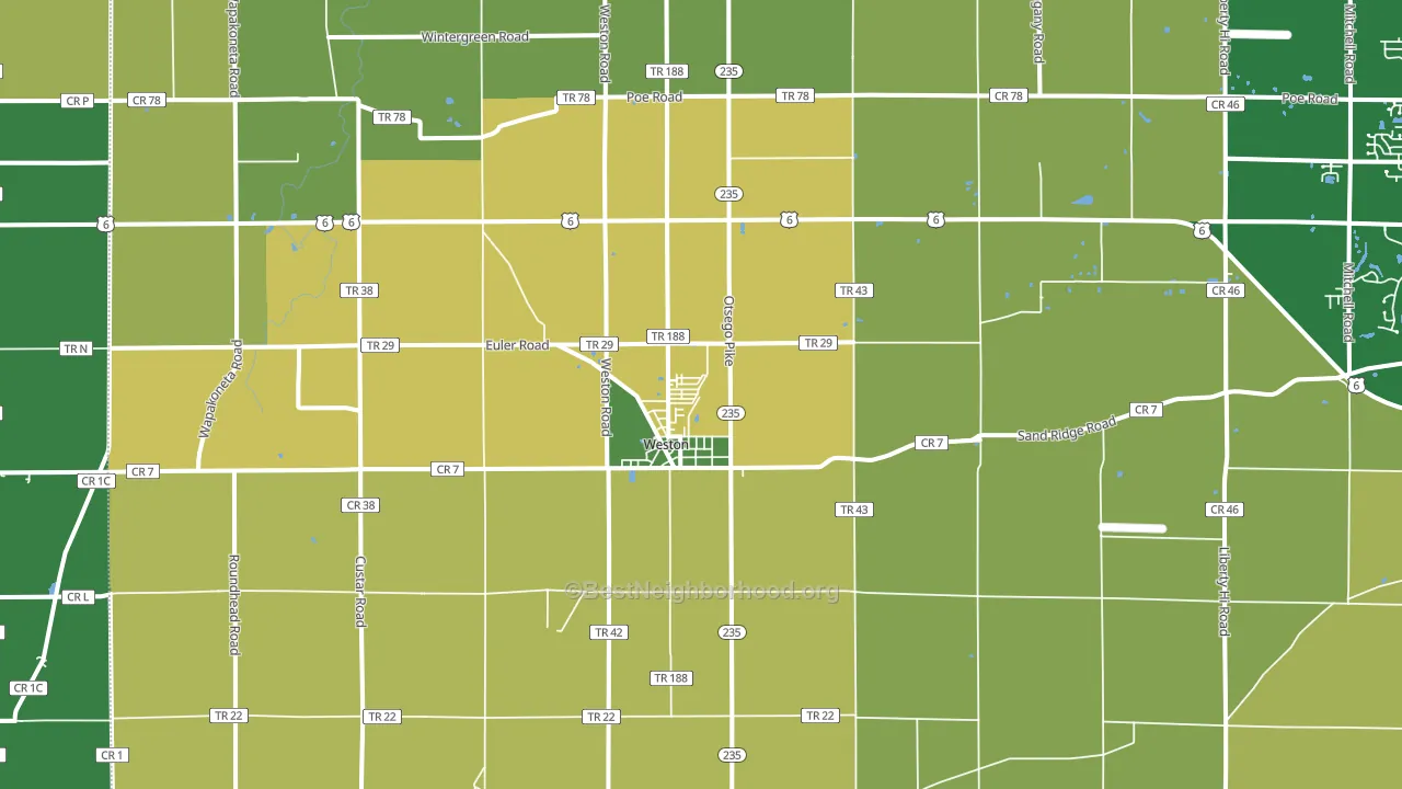 Weston, OH block-group voter-turnout map