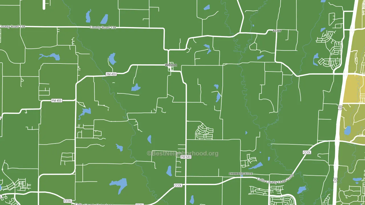 Weston, TX block-group voter-turnout map
