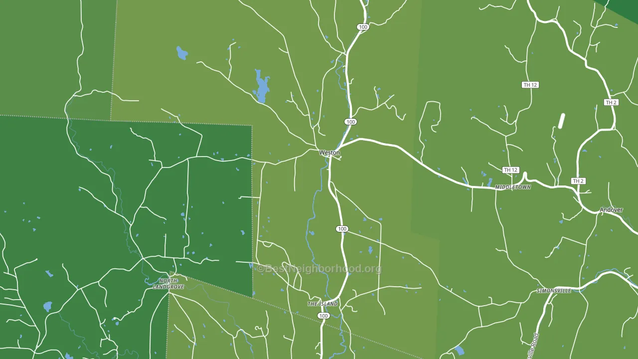 Weston, VT block-group voter-turnout map