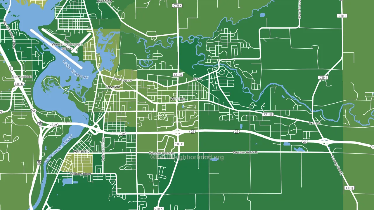 Weston, WI block-group voter-turnout map
