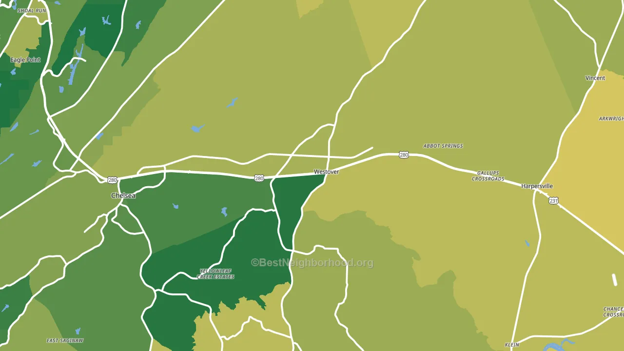 Westover, AL block-group voter-turnout map