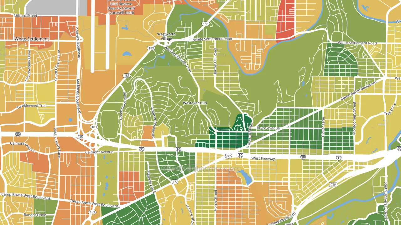 Westover Hills, TX block-group voter-turnout map
