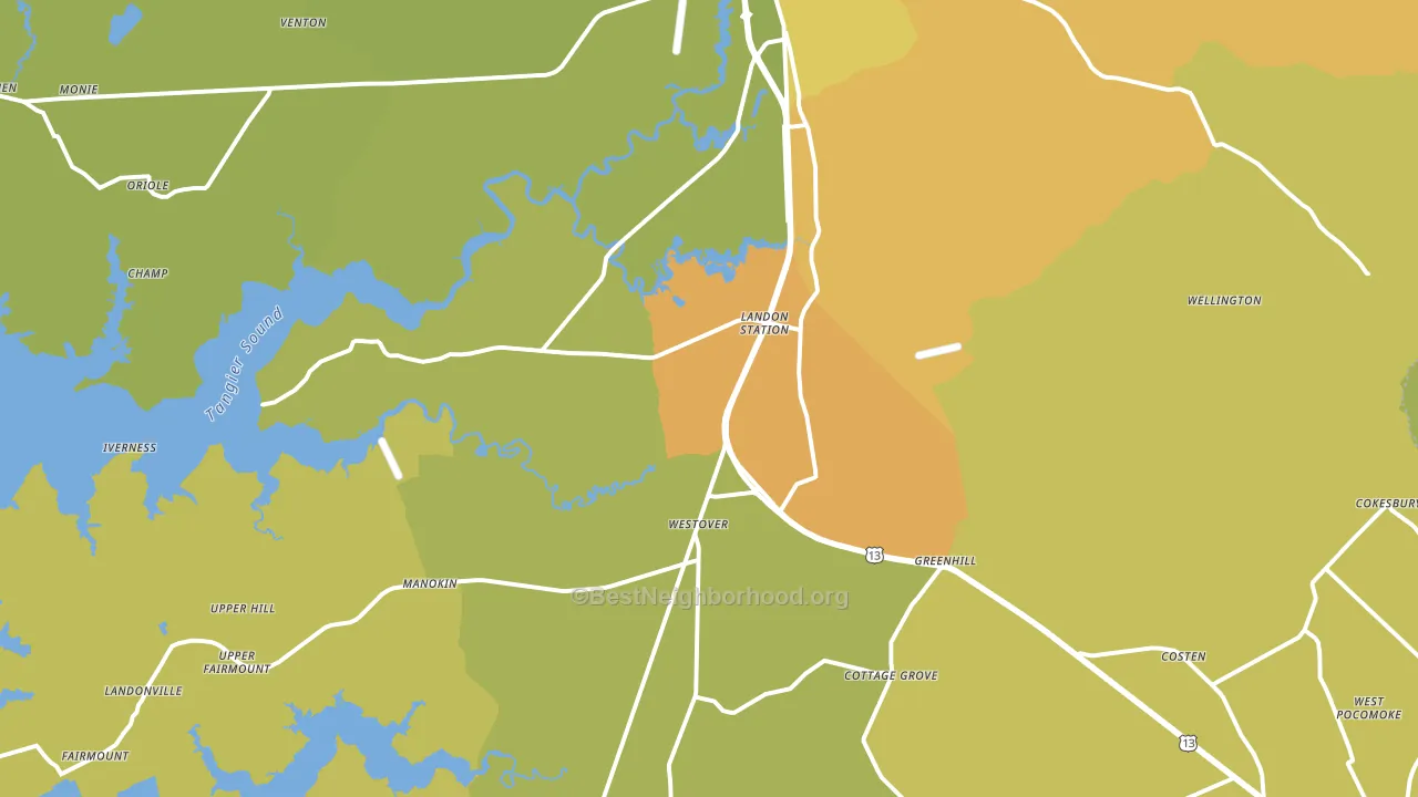 Westover, MD block-group voter-turnout map