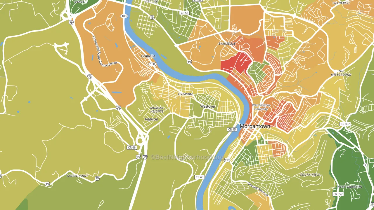 Westover, WV block-group voter-turnout map
