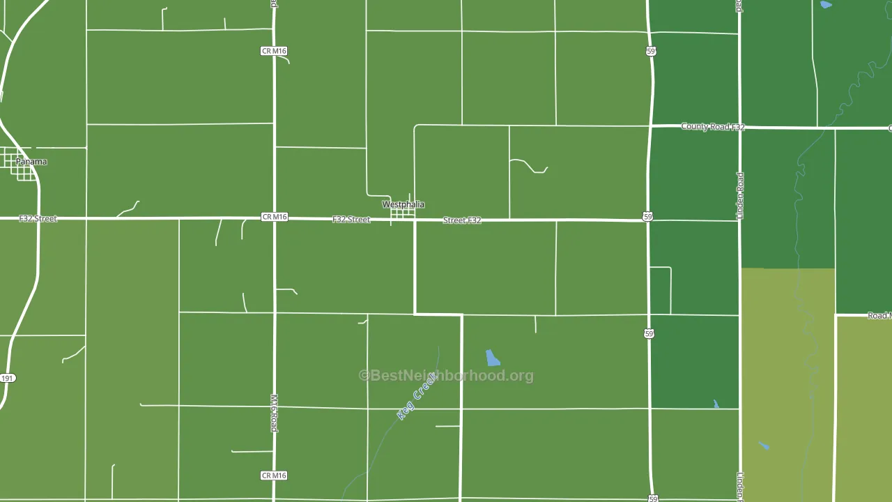 Westphalia, IA block-group voter-turnout map