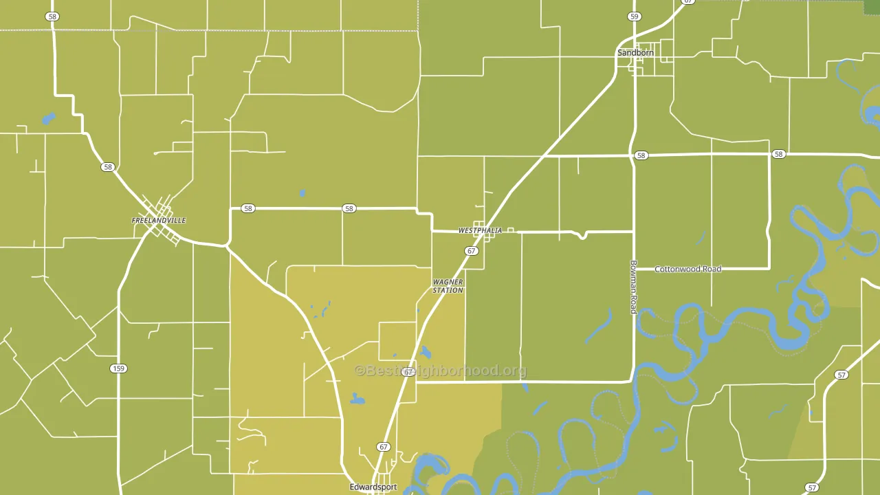 Westphalia, IN block-group voter-turnout map