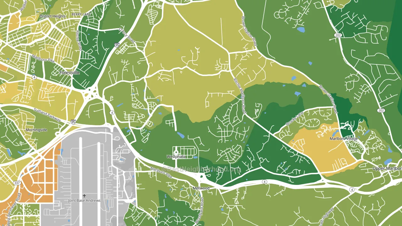 Westphalia, MD block-group voter-turnout map