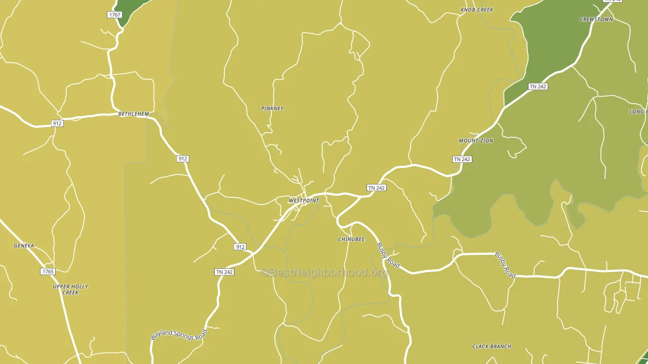 Westpoint, TN block-group voter-turnout map