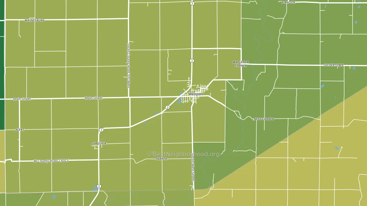 Westport, IN block-group voter-turnout map