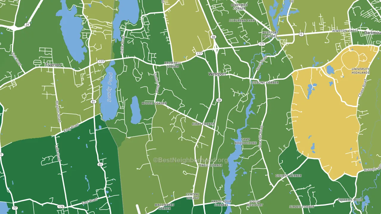 Westport, MA block-group voter-turnout map