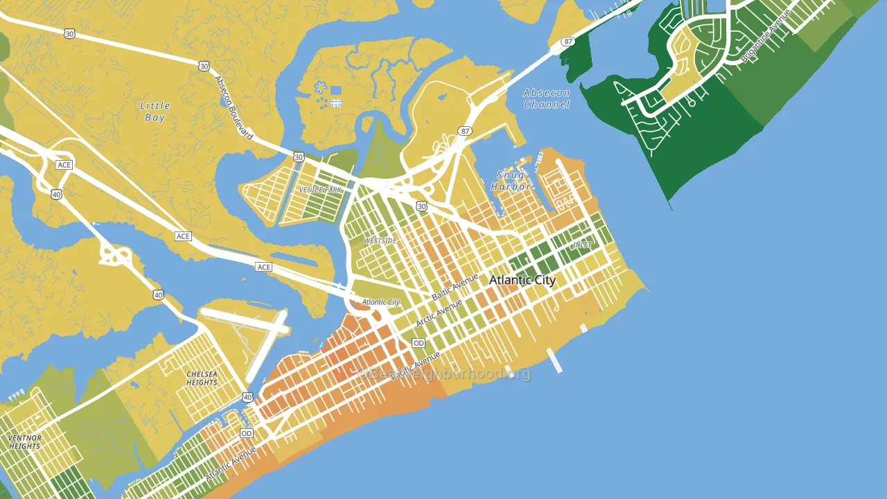 Westside, Atlantic City, NJ block-group voter-turnout map