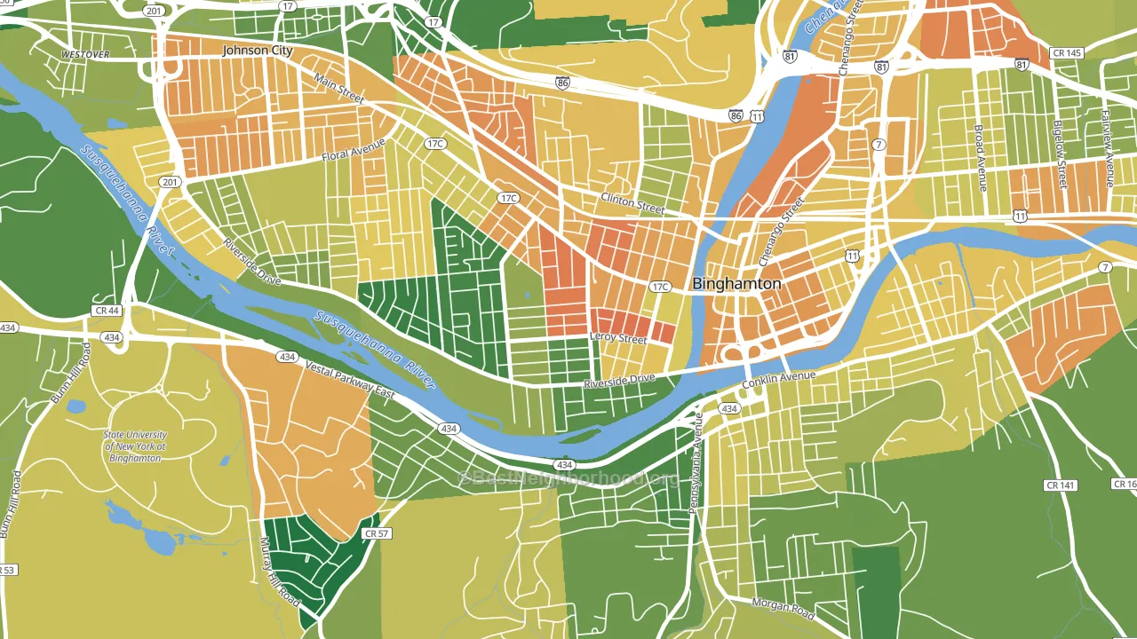 Westside, Binghamton, NY block-group voter-turnout map