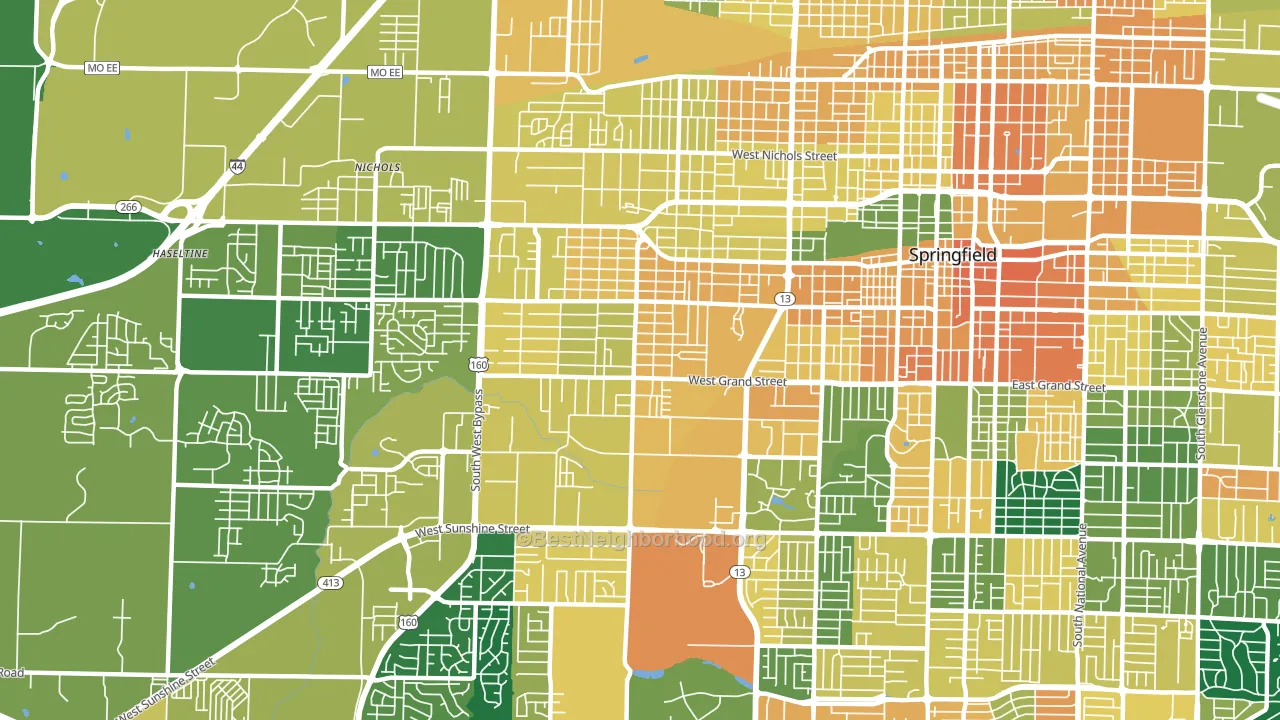 Westside Community Betterment, Springfield, MO block-group voter-turnout map