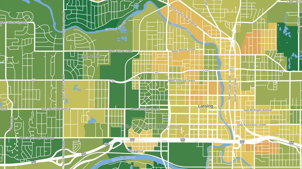 Westside Lansing, Lansing, MI block-group voter-turnout map