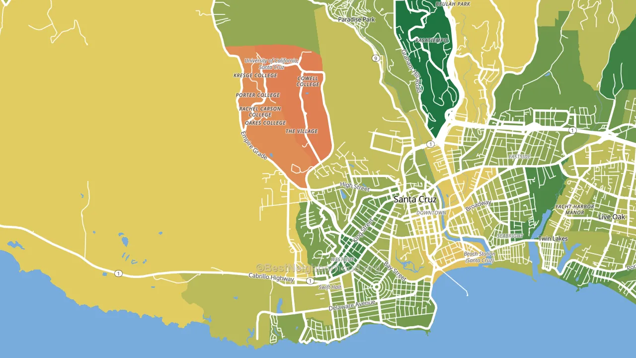 Westside, Santa Cruz, CA block-group voter-turnout map