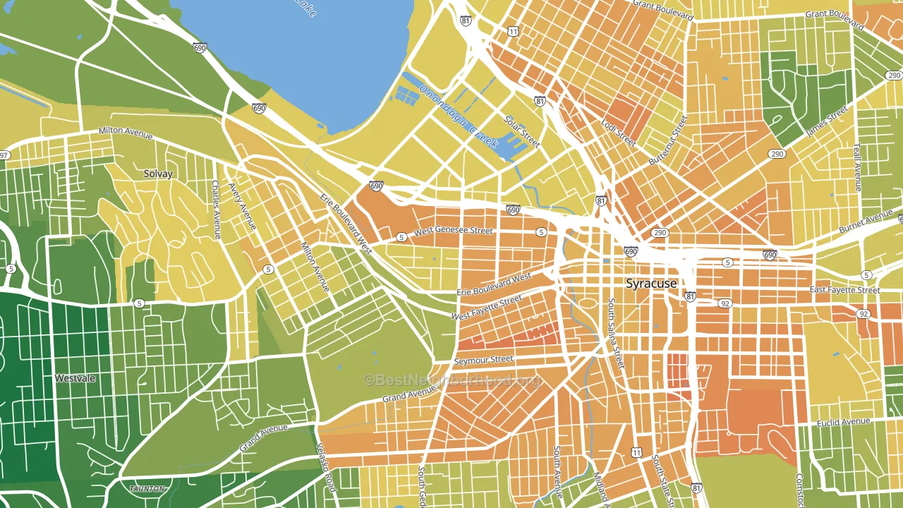 Westside, Syracuse, NY block-group voter-turnout map