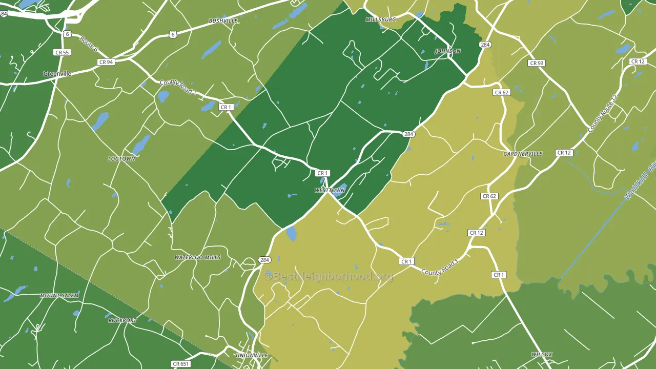 Westtown, NY block-group voter-turnout map