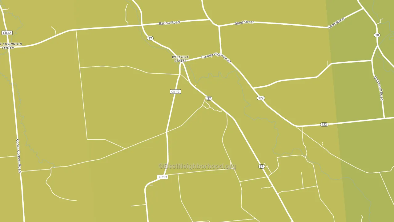 Westville Center, NY block-group voter-turnout map