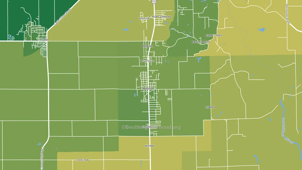 Westville, IL block-group voter-turnout map