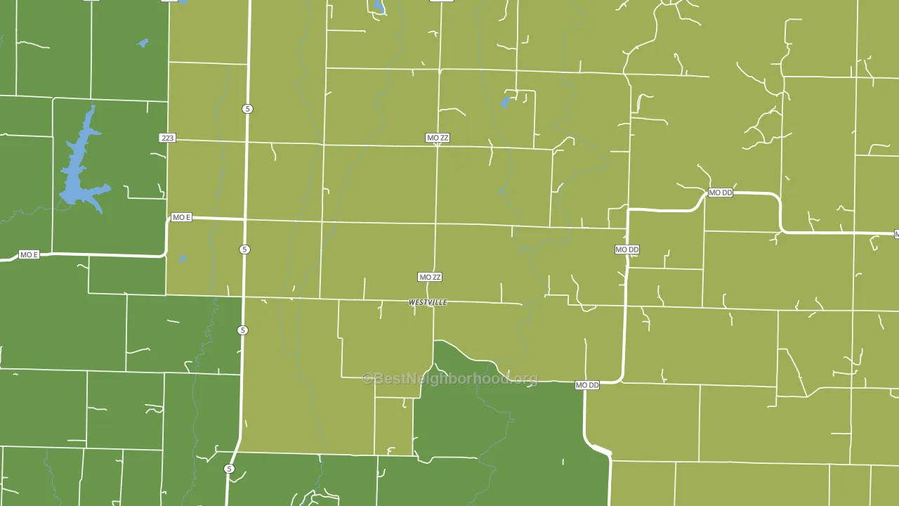 Westville, MO block-group voter-turnout map