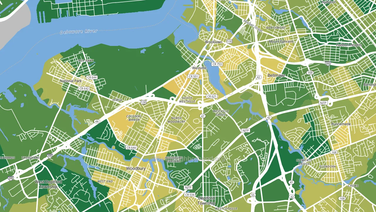 Westville, NJ block-group voter-turnout map