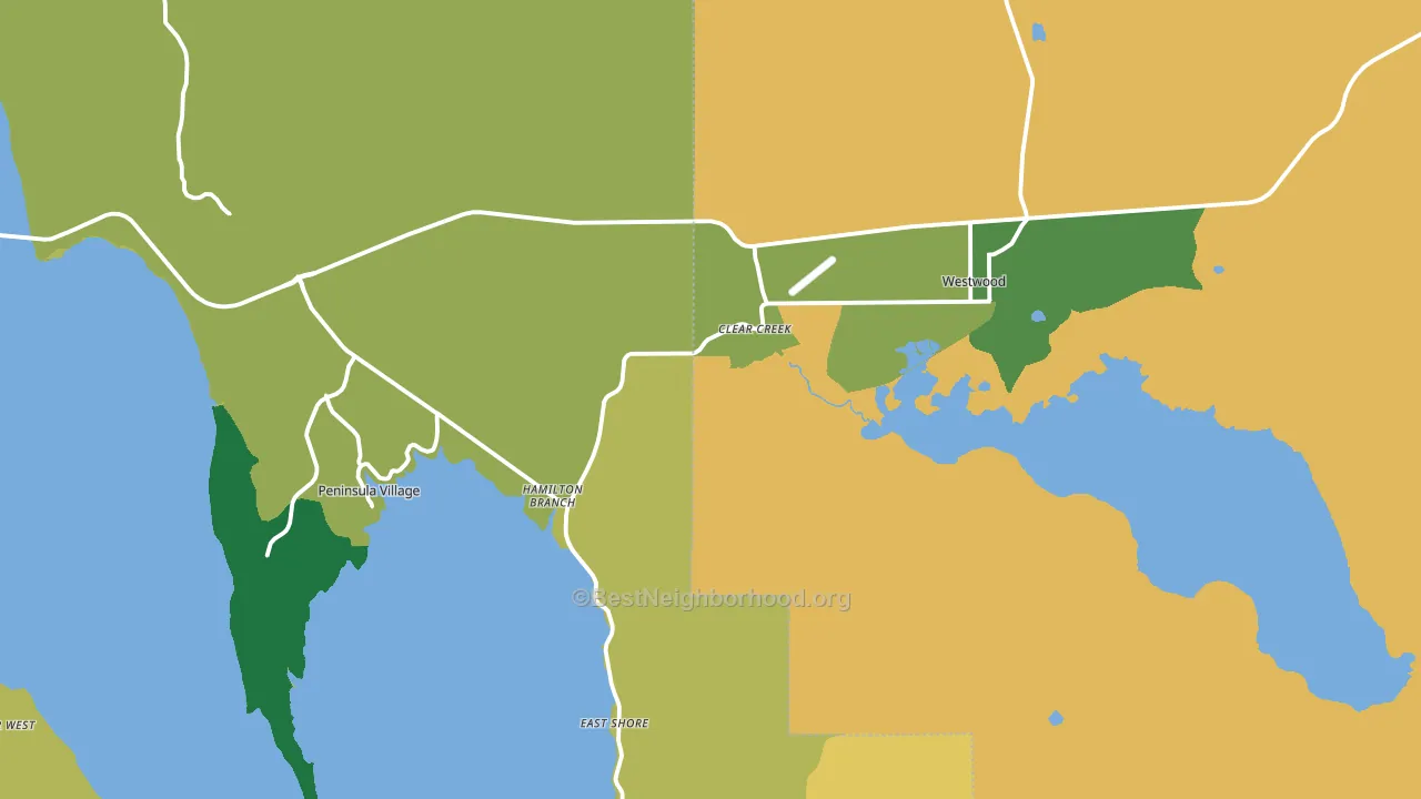 Westwood, CA block-group voter-turnout map