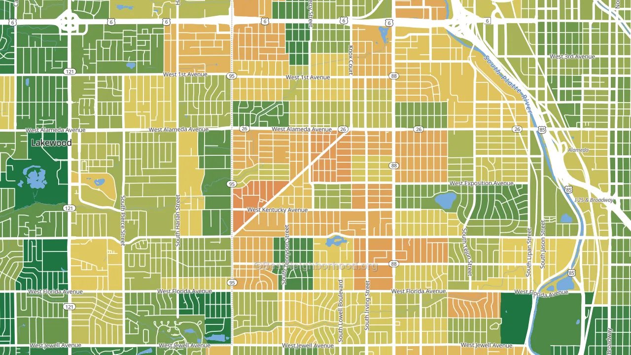 Westwood, Denver, CO block-group voter-turnout map