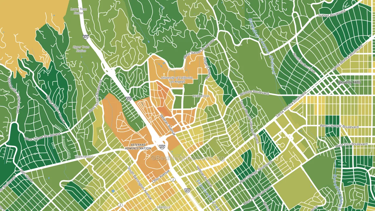 Westwood, Los Angeles, CA block-group voter-turnout map