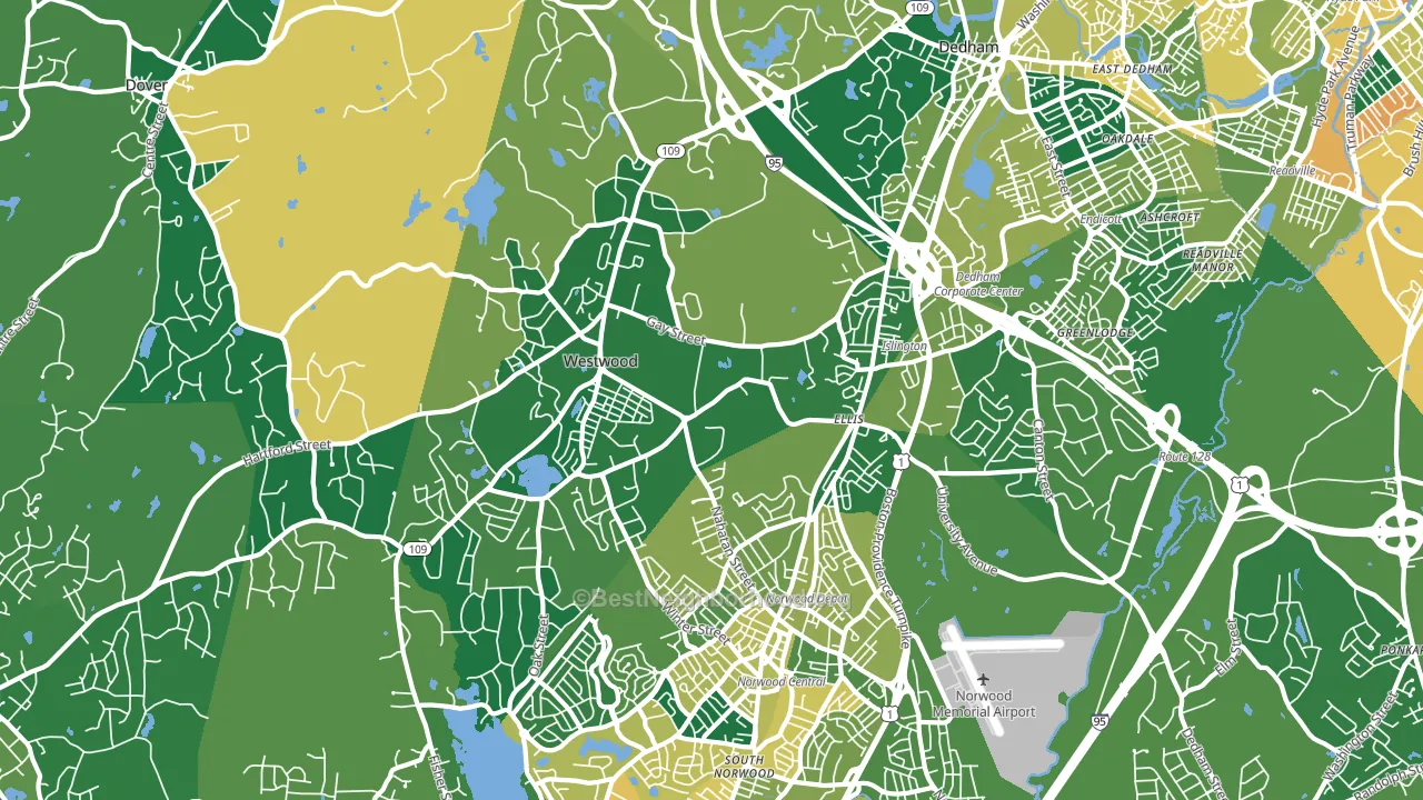 Westwood, MA block-group voter-turnout map